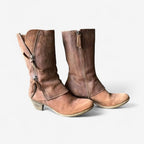 Botas de mujer de media caña, con doble cremallera y tacón bajo