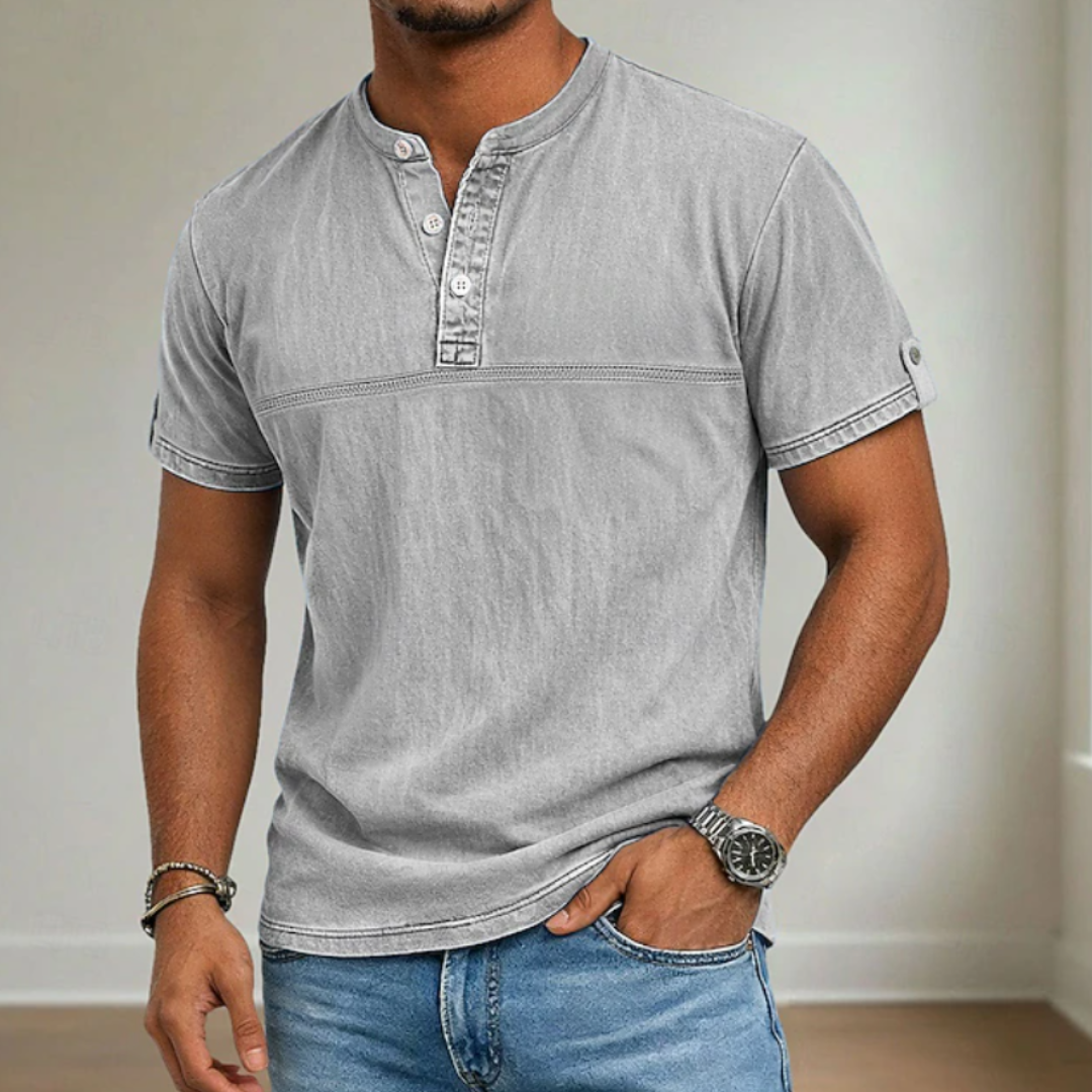 T-shirt Henley délavé pour homme