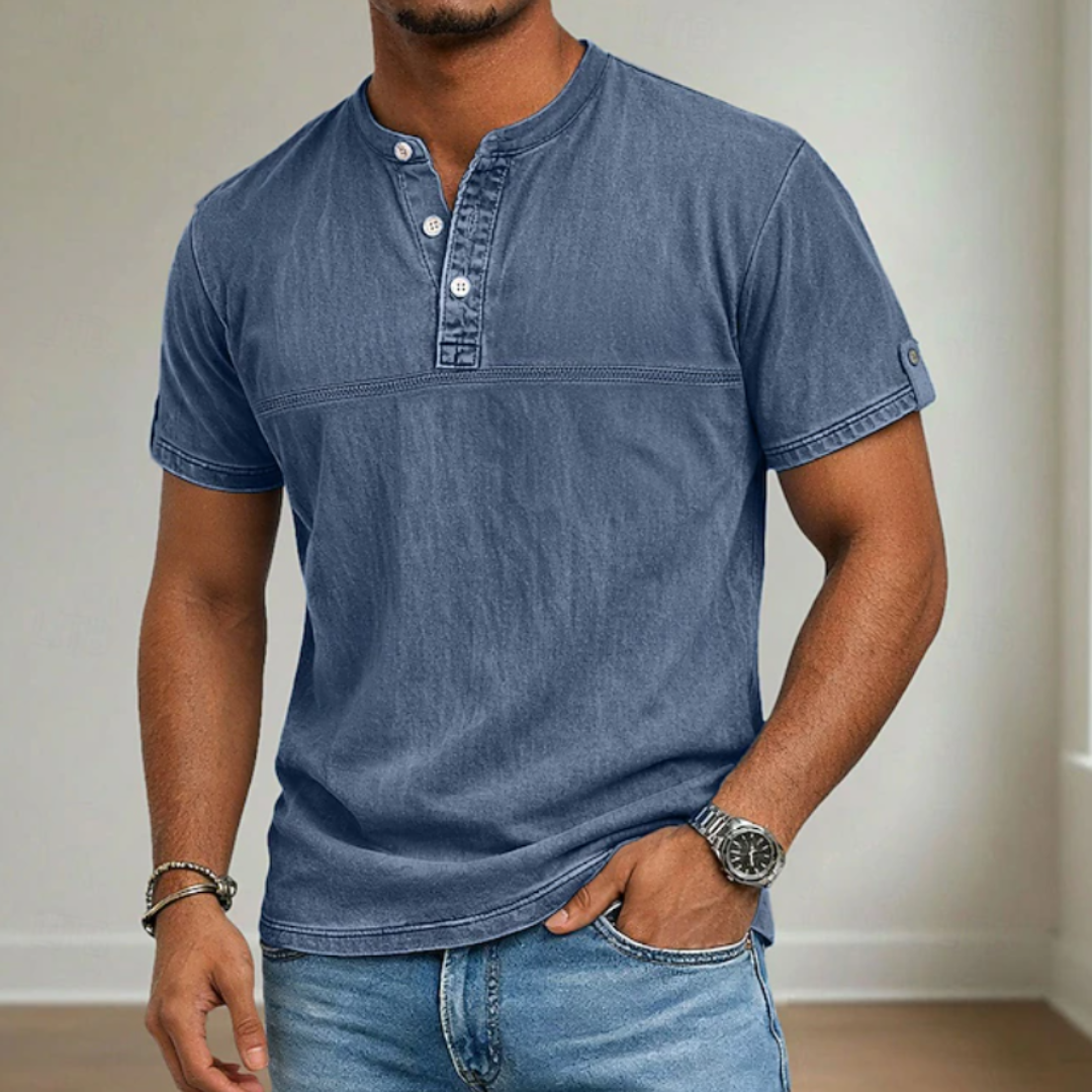 T-shirt Henley délavé pour homme