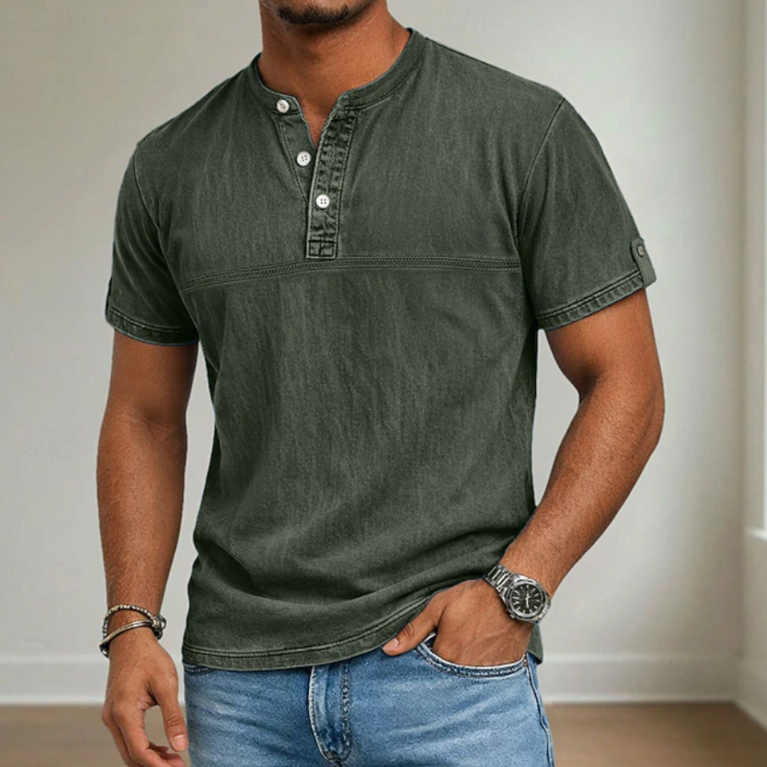 T-shirt Henley délavé pour homme