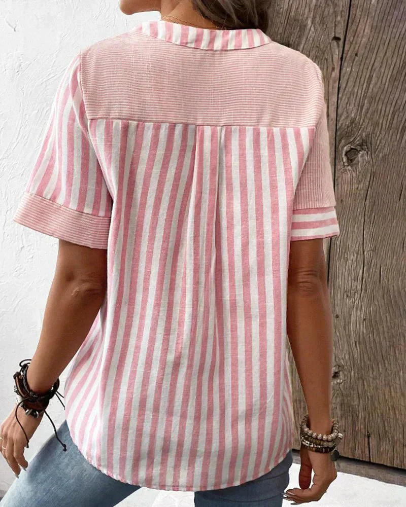 Women's Striped Patchwork Blouse