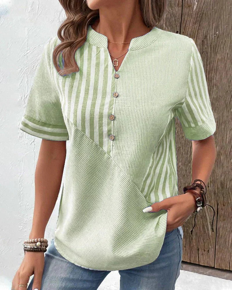 Blouse rayée patchwork pour femme
