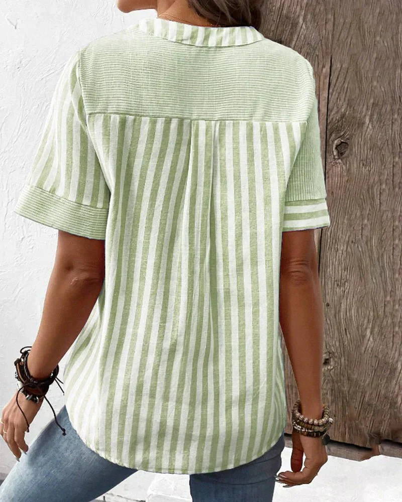 Women's Striped Patchwork Blouse