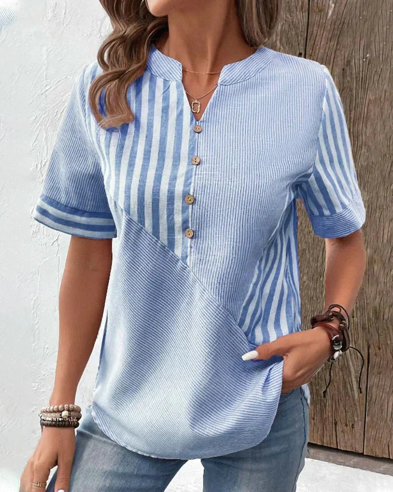 Blouse rayée patchwork pour femme