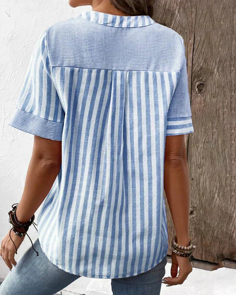 Women's Striped Patchwork Blouse