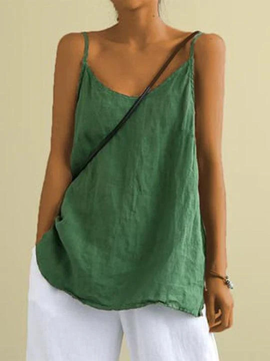 Women's Linen Spaghetti Strap Top for Relaxed Summer Outfits