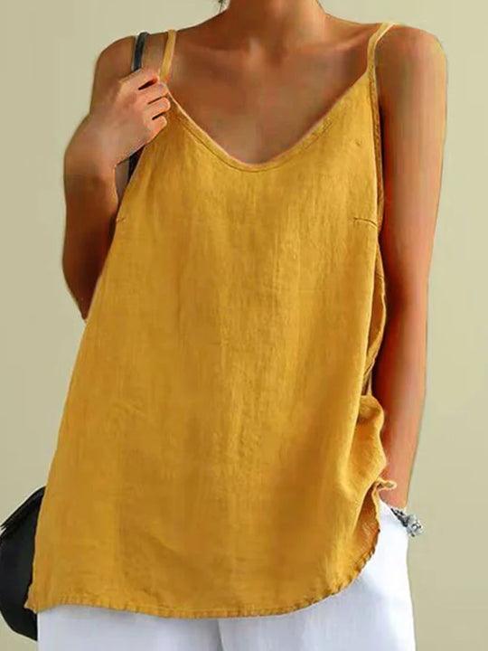 Women's Linen Spaghetti Strap Top for Relaxed Summer Outfits