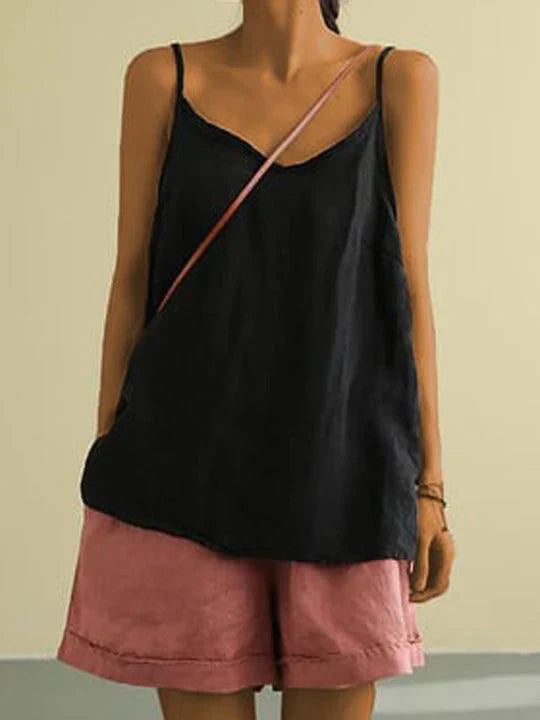 Women's Linen Spaghetti Strap Top for Relaxed Summer Outfits