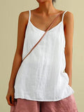 Damen Leinen Spaghettiträger Top für entspannte Sommeroutfits