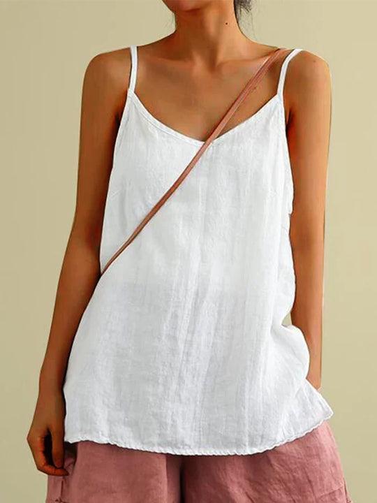 Women's Linen Spaghetti Strap Top for Relaxed Summer Outfits