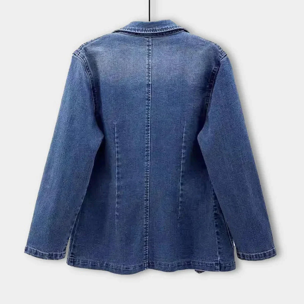 Women’s Tailored Denim Blazer with Practical Pockets and Elegant Fit