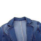 Women’s Tailored Denim Blazer with Practical Pockets and Elegant Fit