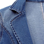 Women’s Tailored Denim Blazer with Practical Pockets and Elegant Fit