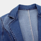 Women’s Tailored Denim Blazer with Practical Pockets and Elegant Fit