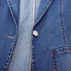 Women’s Tailored Denim Blazer with Practical Pockets and Elegant Fit