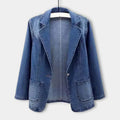 Damen taillierter Jeansblazer mit praktischen Taschen und elegantem Schnitt