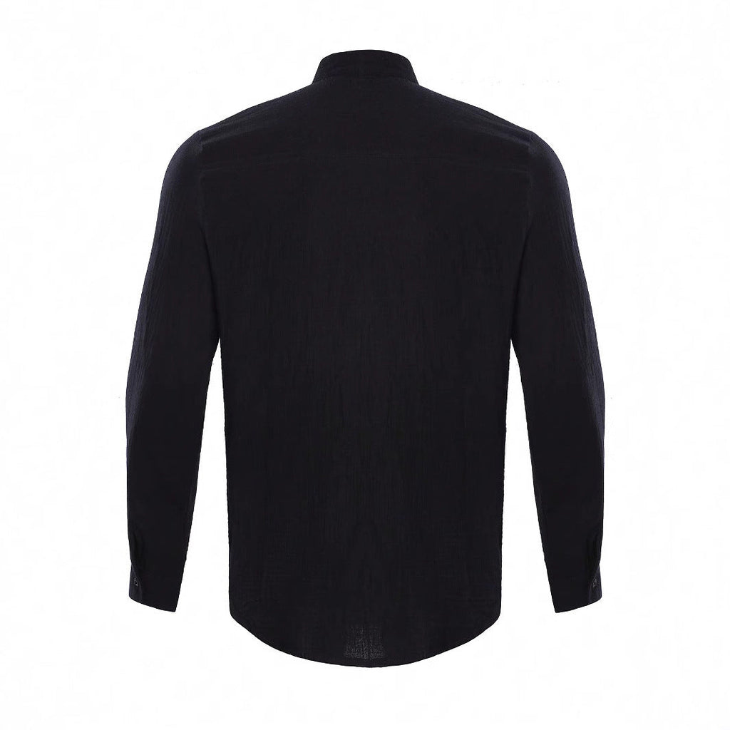 Men's Linen Shirt with Mandarin Collar for Smart Casual Summer Style