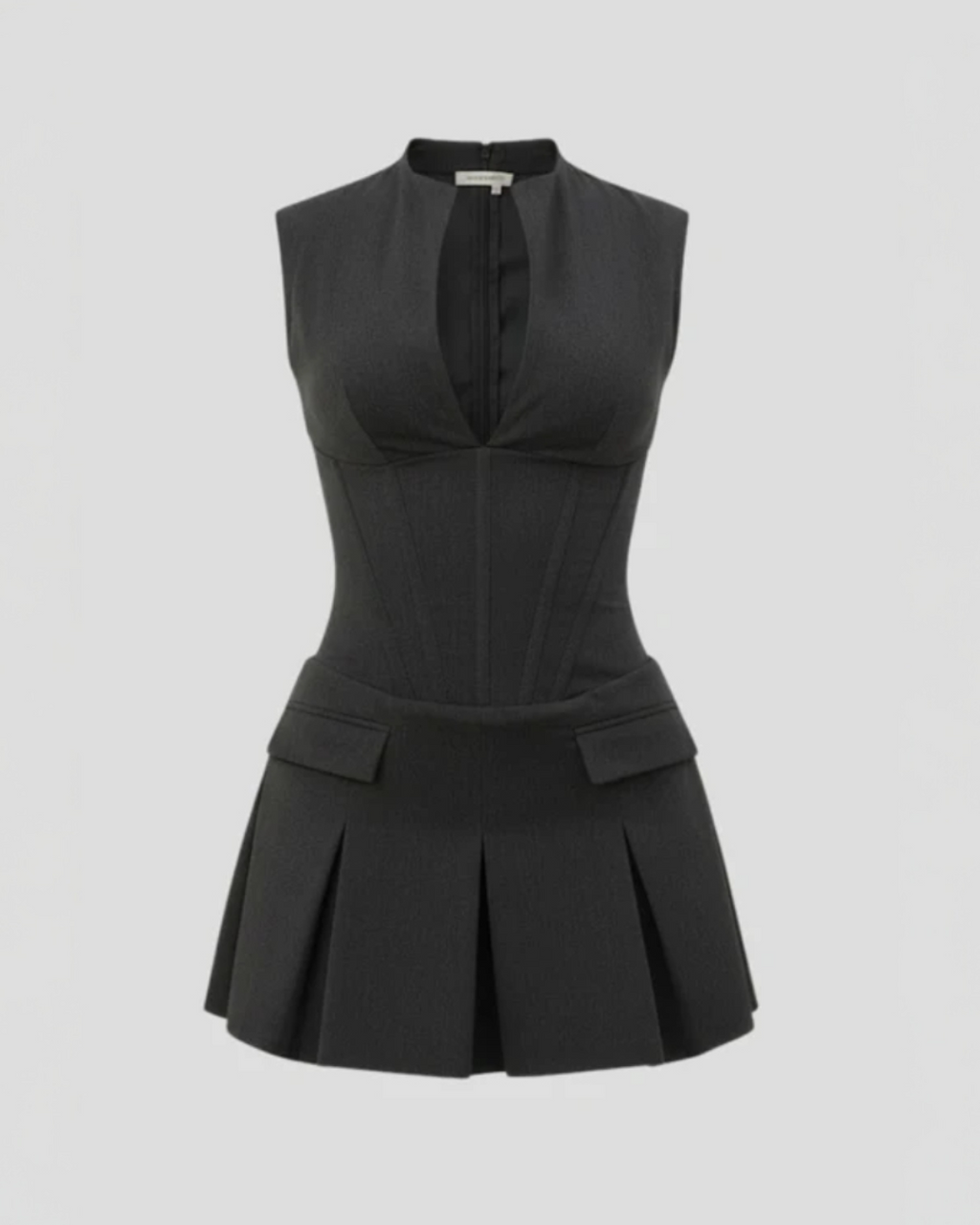 Women's Structured Pleated Mini Dress for Elegant Evening Styling