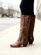 Women's Knee-High Lace Detail Side Zip Boots