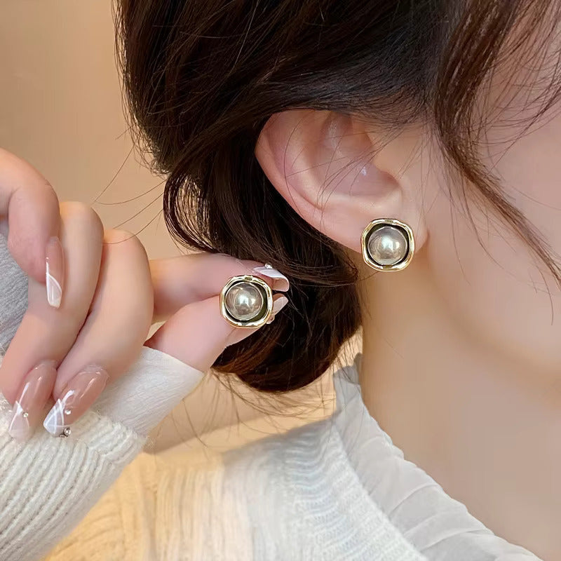 Women’s Grey Pearl Gold-Tone Stud Earrings