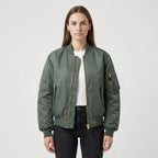 Women's Classic Bomber Jacket with Zip Closure for Everyday Wear