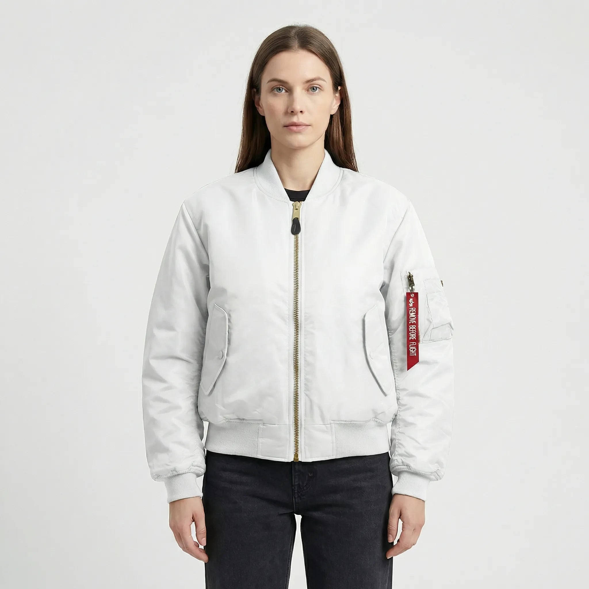 Women's Classic Bomber Jacket with Zip Closure for Everyday Wear