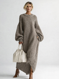Oversized strikket maxikjole til kvinder