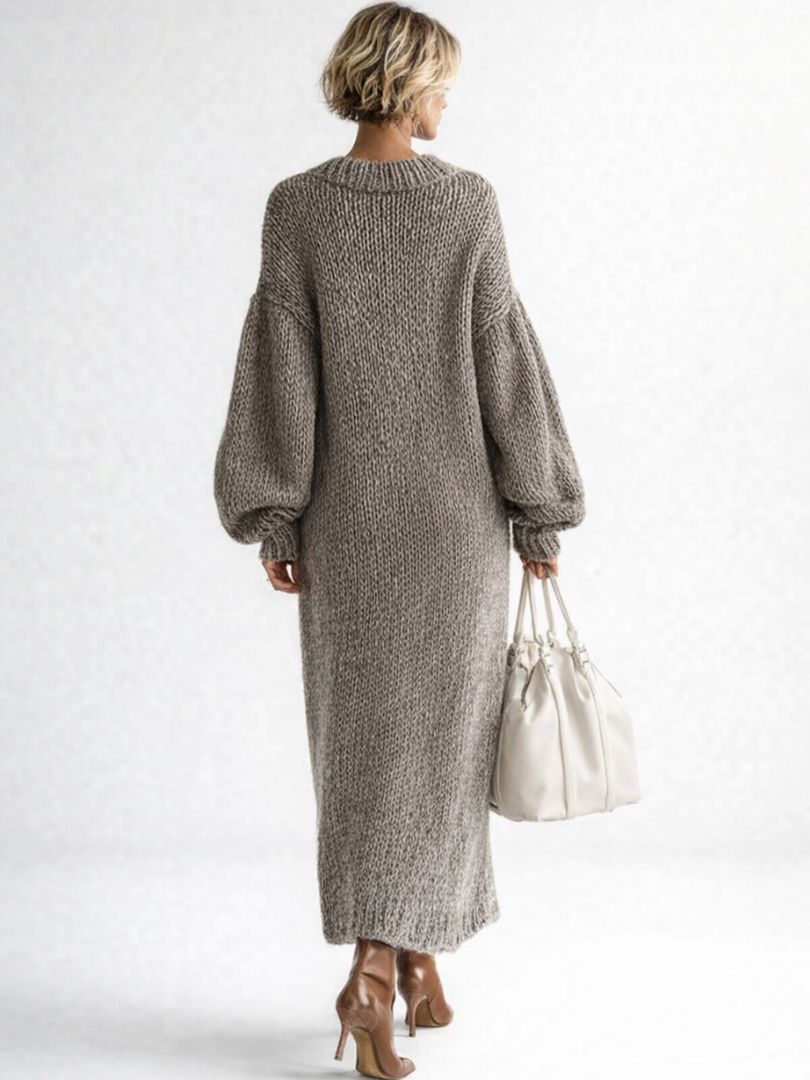 Oversized strikket maxikjole til kvinder