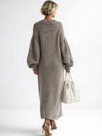 Oversized strikket maxikjole til kvinder