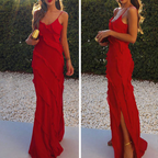 Maxikleid für Damen mit Rüschen und Spaghettiträgern für elegante Anlässe