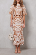 Completo donna con gonna midi stampata