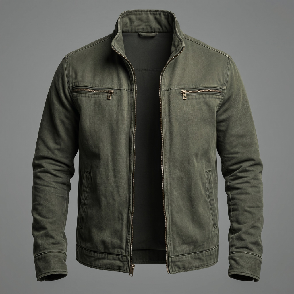 Herren Utility-Jacke mit Reißverschluss und Stehkragen