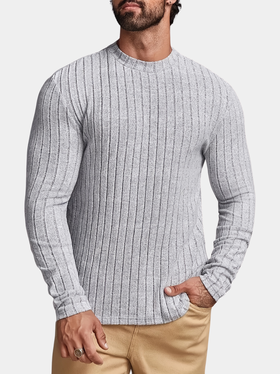 Maglione da uomo a coste con scollo girocollo