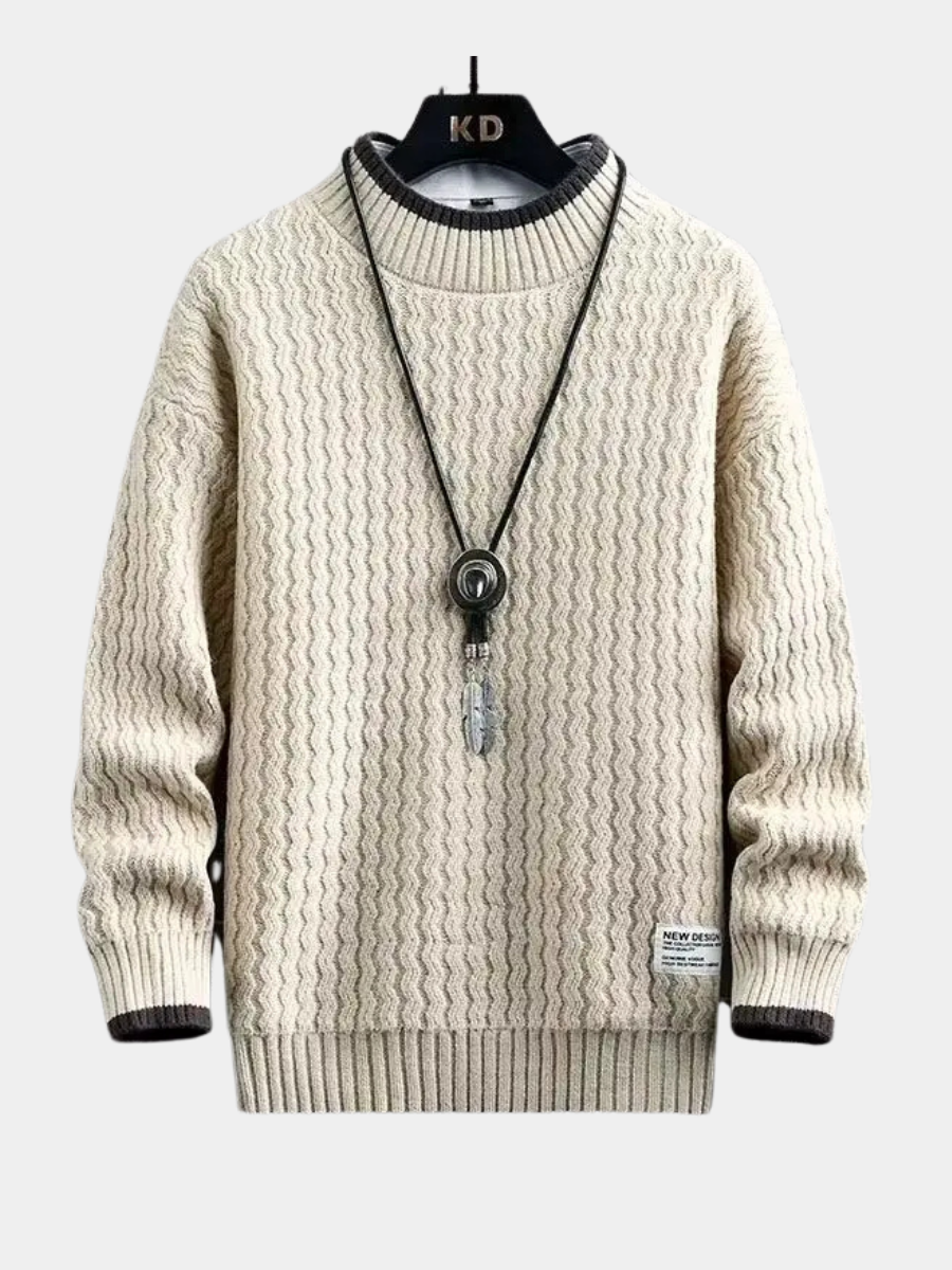 Herrenpullover mit strukturierter Rundhalsausschnitt