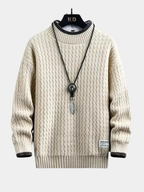 Herrenpullover mit strukturierter Rundhalsausschnitt