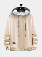 Afslappet sweatshirt med kontrastfarvet hætte til mænd