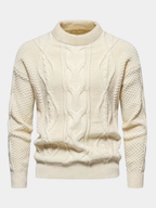 Kabelstrikket rundhalset sweater til mænd