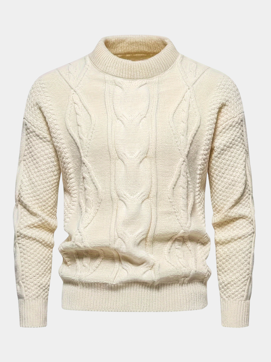 Kabelstrikket rundhalset sweater til mænd