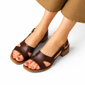 Women's Classic Slingback Block Heel Sandals with Open Toe and Adjustable Buckle Strap