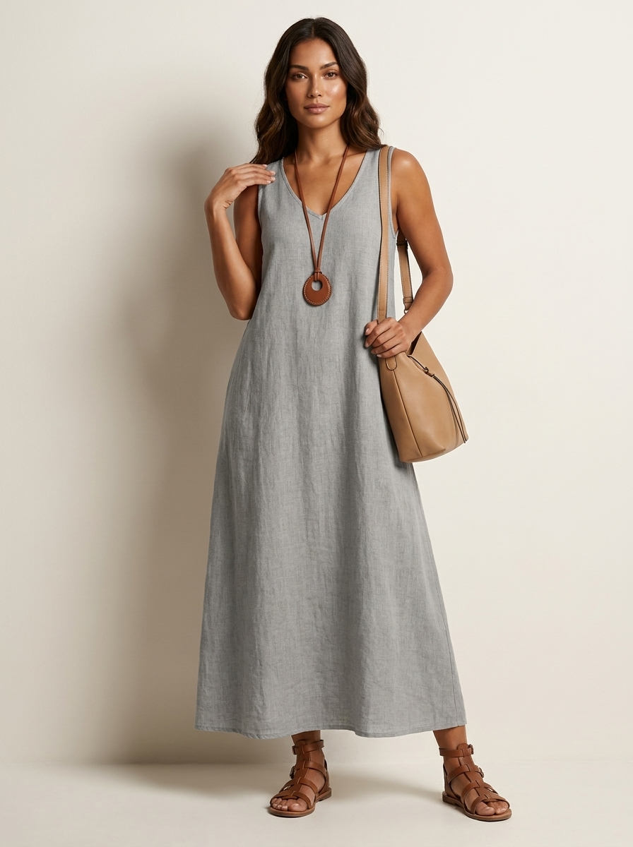 Women's Sleeveless V-Neck Relaxed Maxi Dress