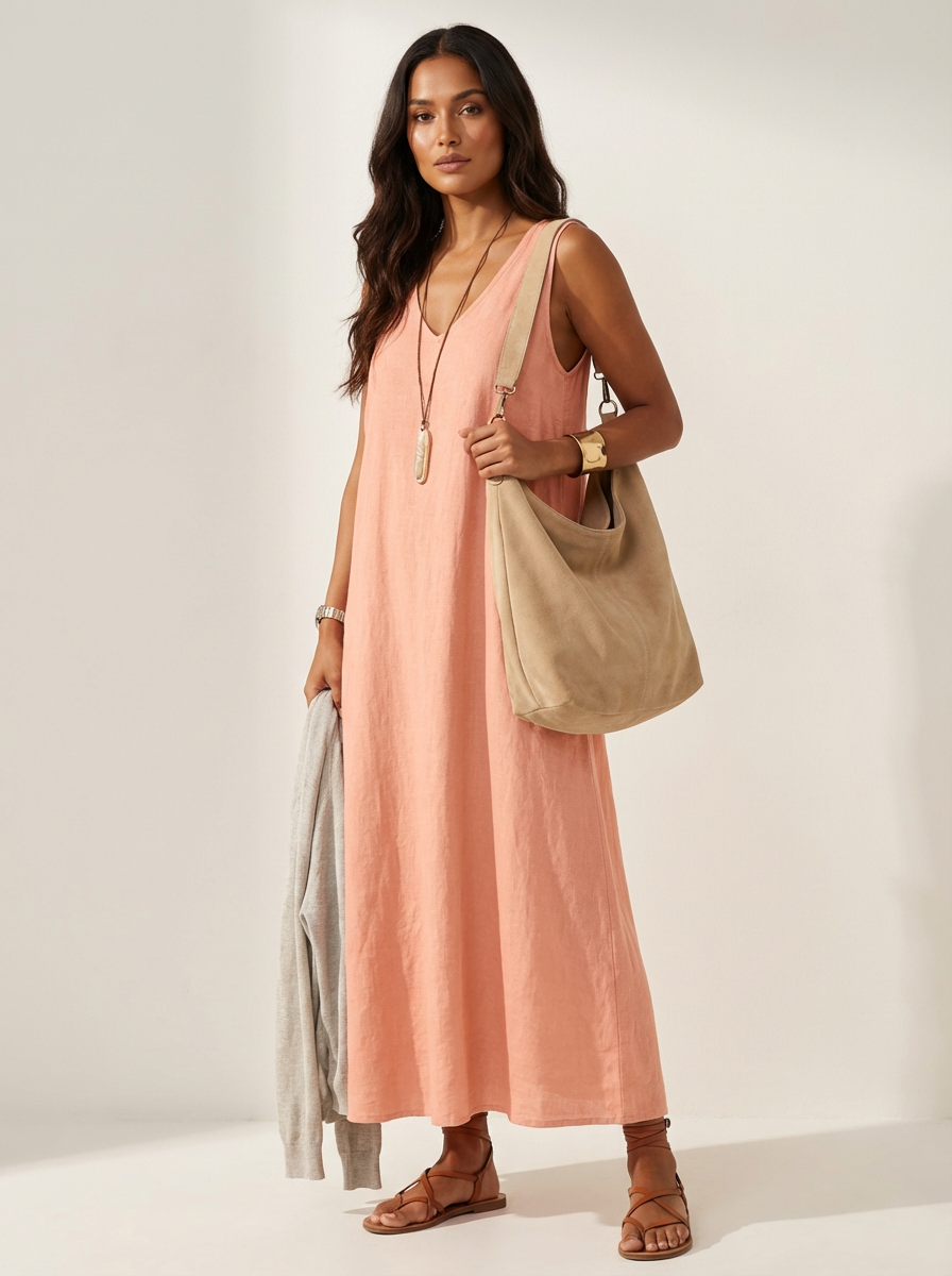 Women's Sleeveless V-Neck Relaxed Maxi Dress