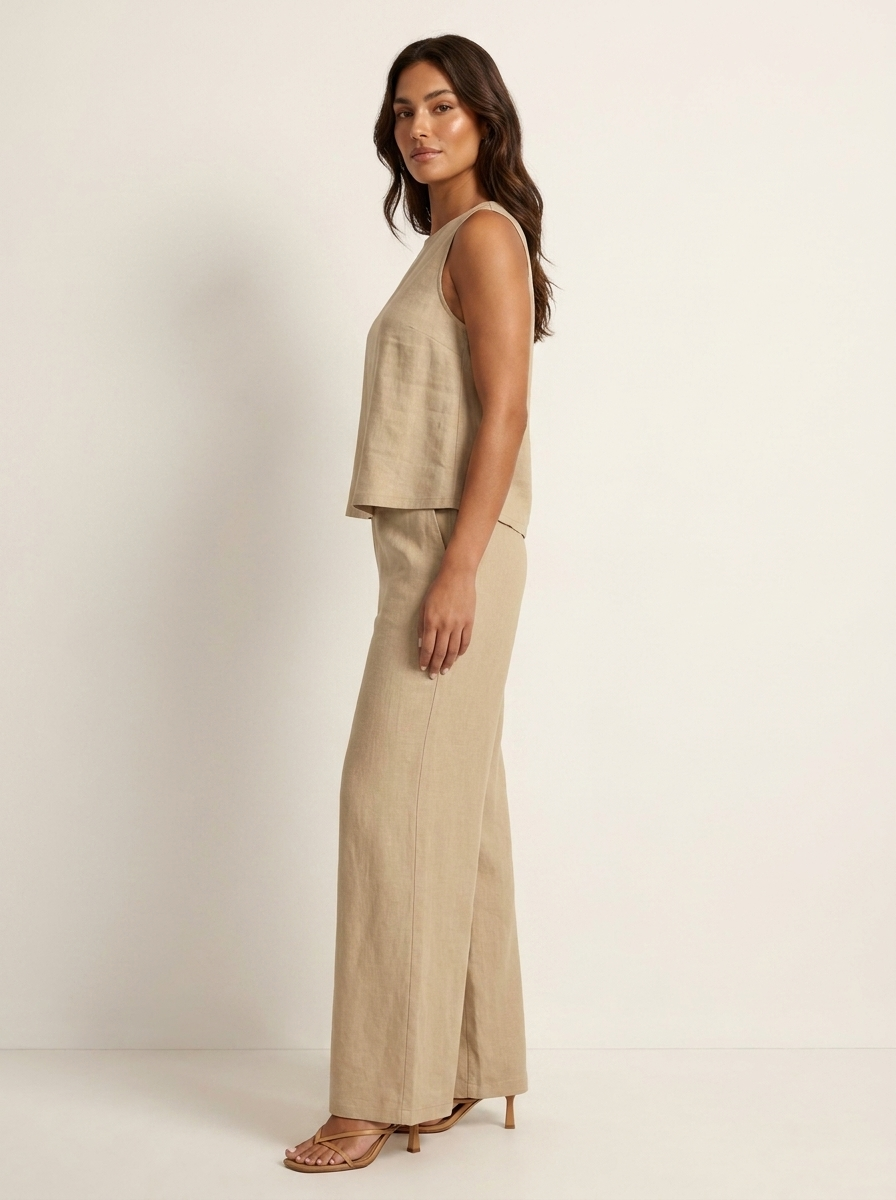 Women's Sleeveless Two-Piece Wide Leg Pants Set
