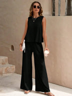Women's Sleeveless Two-Piece Wide Leg Pants Set
