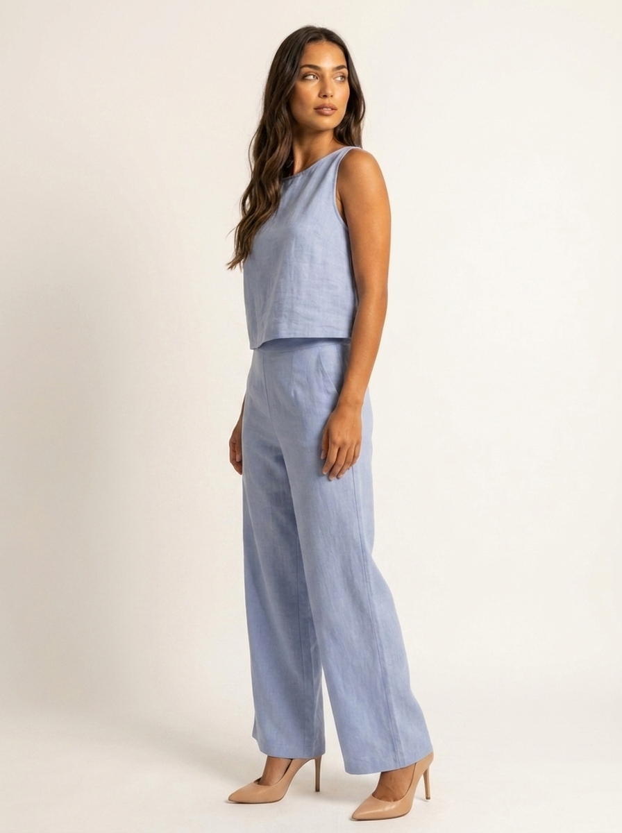Women's Sleeveless Two-Piece Wide Leg Pants Set