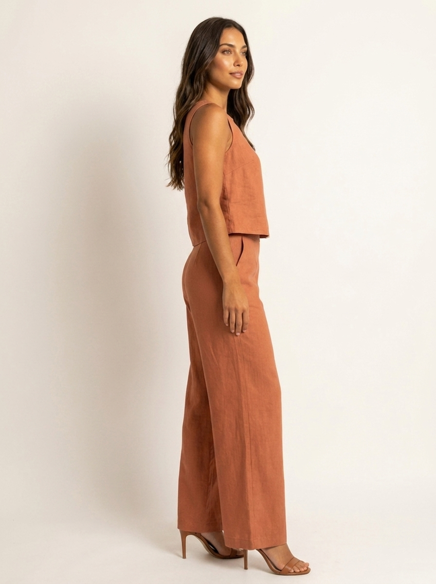 Women's Sleeveless Two-Piece Wide Leg Pants Set