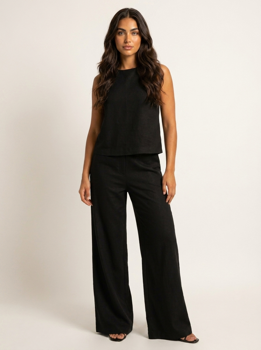 Women's Sleeveless Two-Piece Wide Leg Pants Set