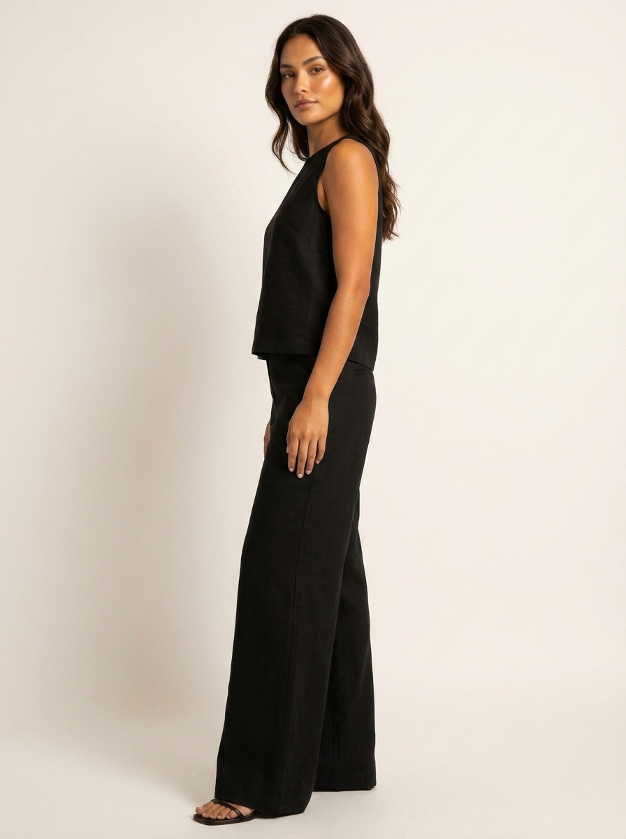 Women's Sleeveless Two-Piece Wide Leg Pants Set