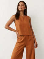 Women's Sleeveless Two-Piece Wide Leg Pants Set