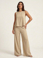 Women's Sleeveless Two-Piece Wide Leg Pants Set