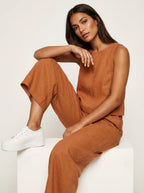 Women's Sleeveless Two-Piece Wide Leg Pants Set